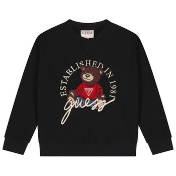 Boys Black Logo Teddy Bear Sweatshirt