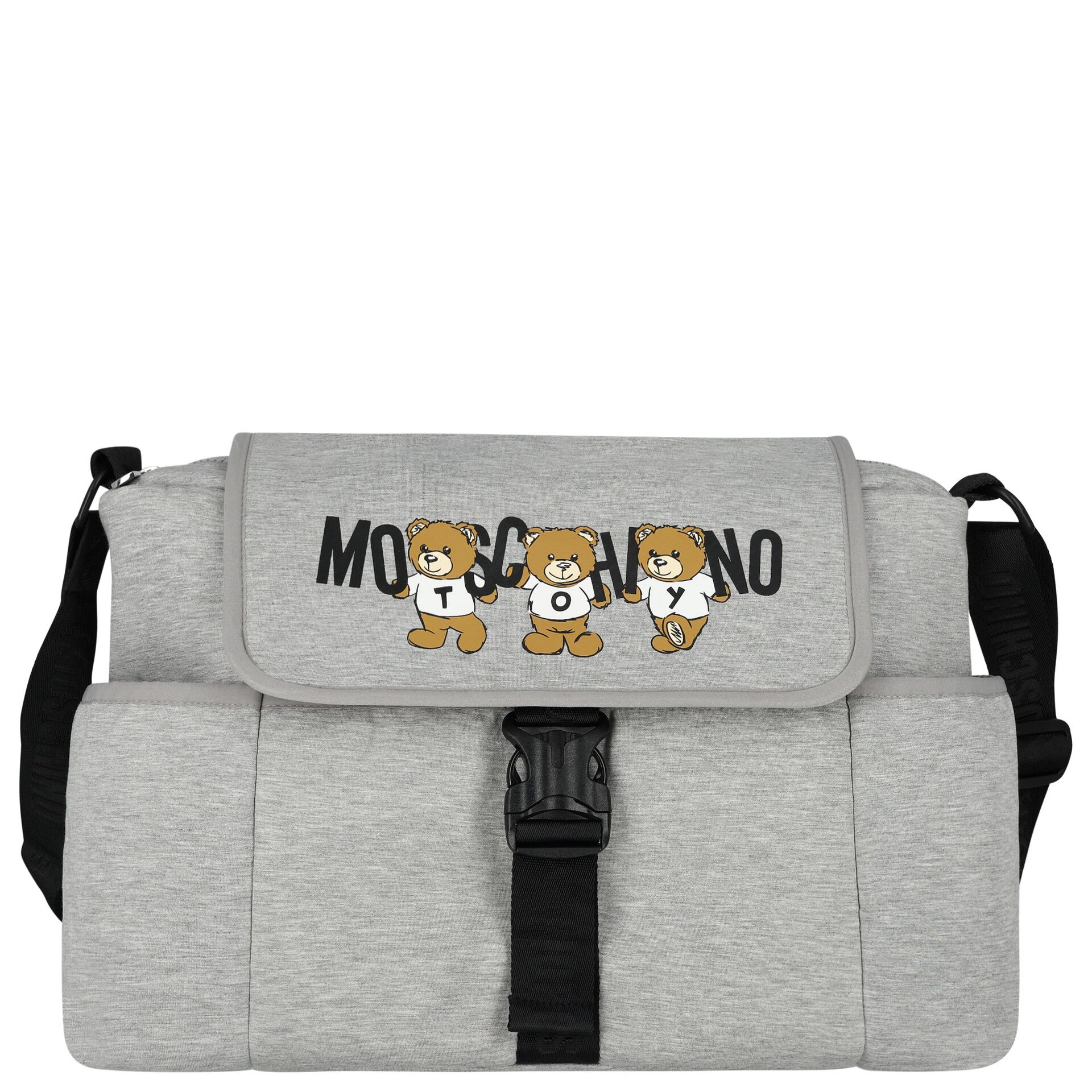 Moschino Grey Teddy Bear Logo Baby Changing Bag Junior Couture UAE
