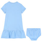 Baby Girls Blue Bear Logo Dress Set, 1, hi-res