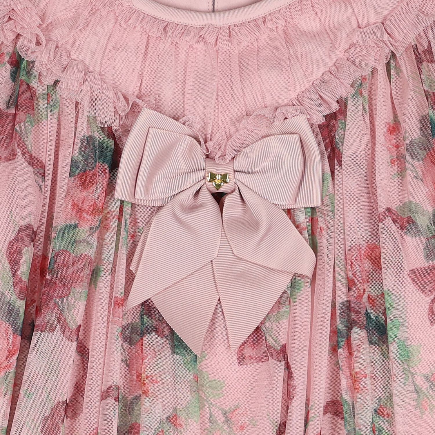Girls Pink Floral Ruffled Tulle Isabella Dress, 2, hi-res