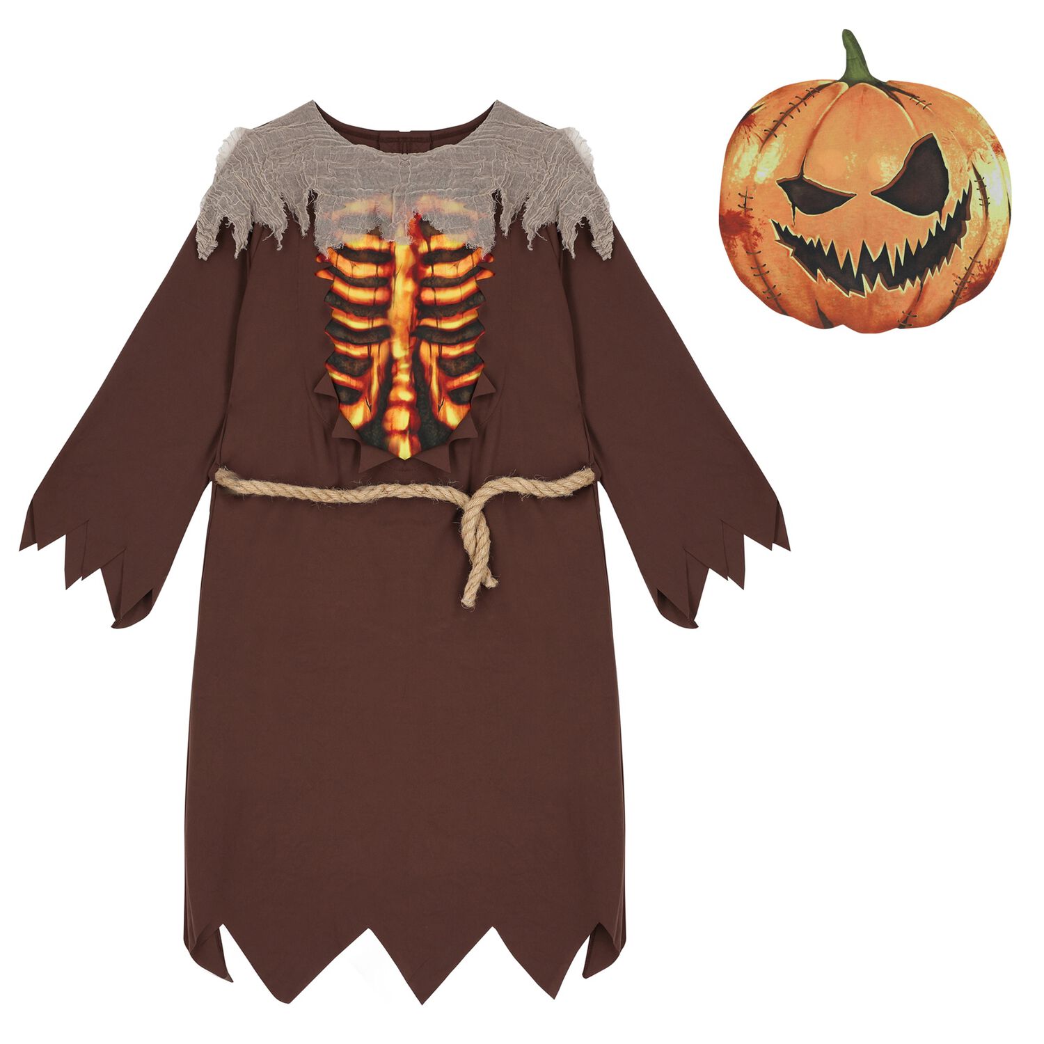 Boys Brown Scary Pumpkin HalloweenCostume, 1, hi-res image number null