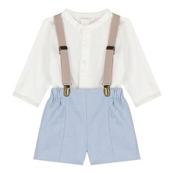 Baby Boys White & Blue Shorts Set