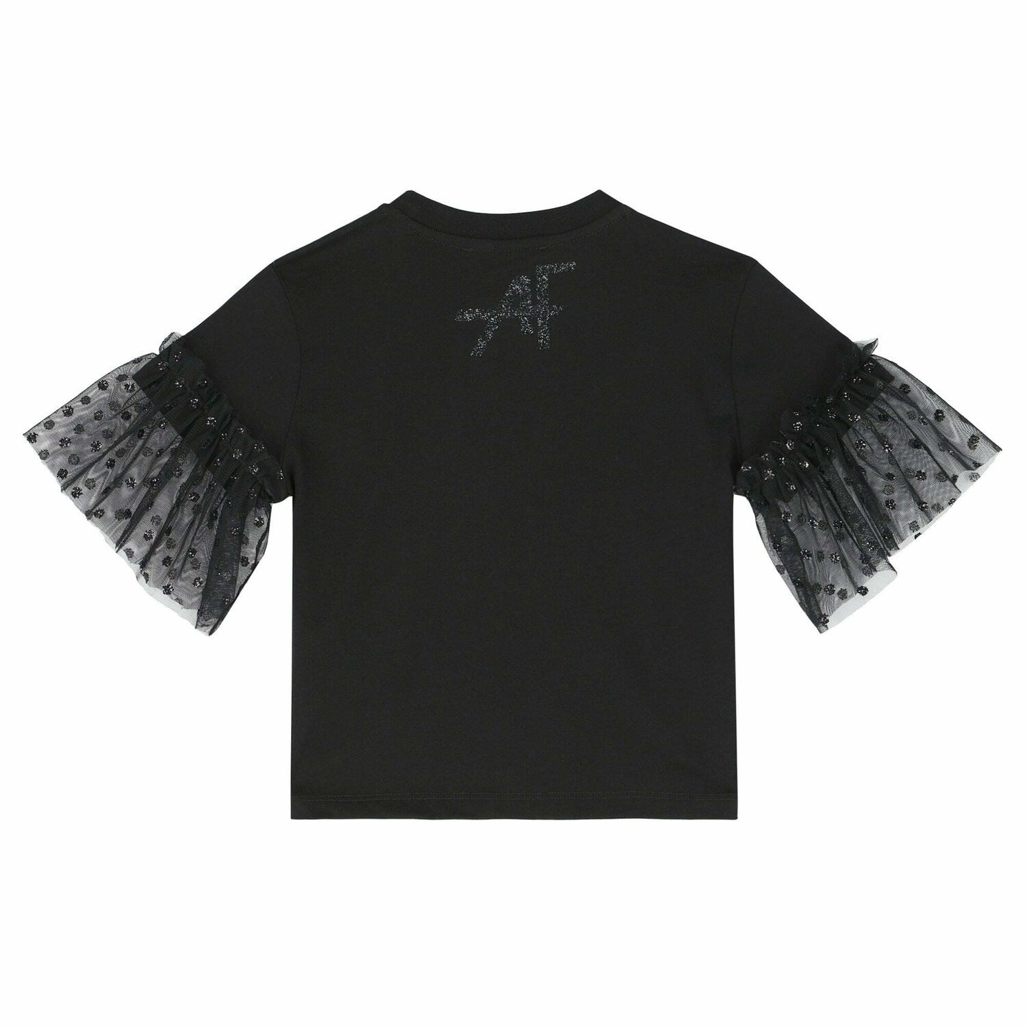 تيشيرت بالشعار باللون الاسود للبنات, 1, hi-res