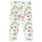 Younger Girls White Flower Leggings, 1, hi-res