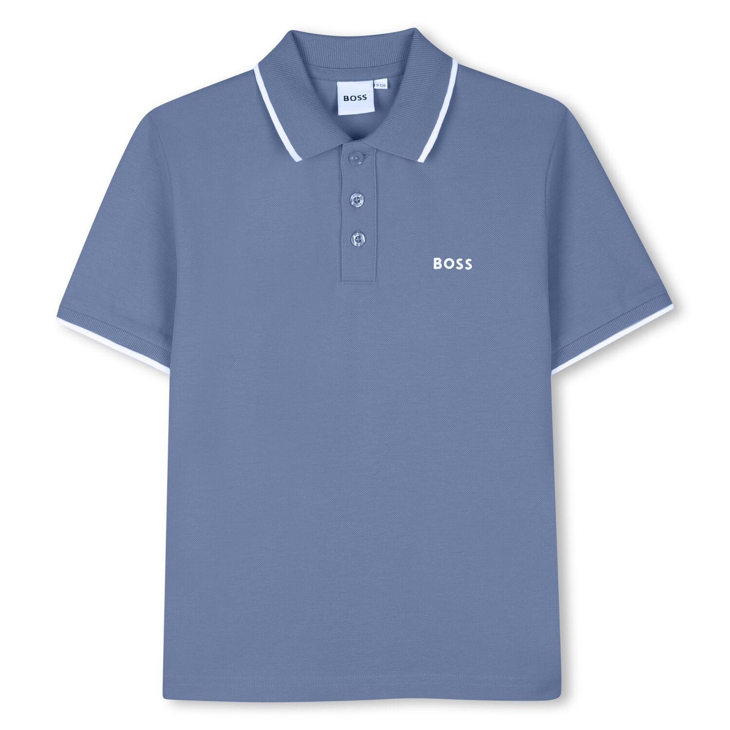Boys Mini Me Blue Logo Polo Shirt, 6, hi-res