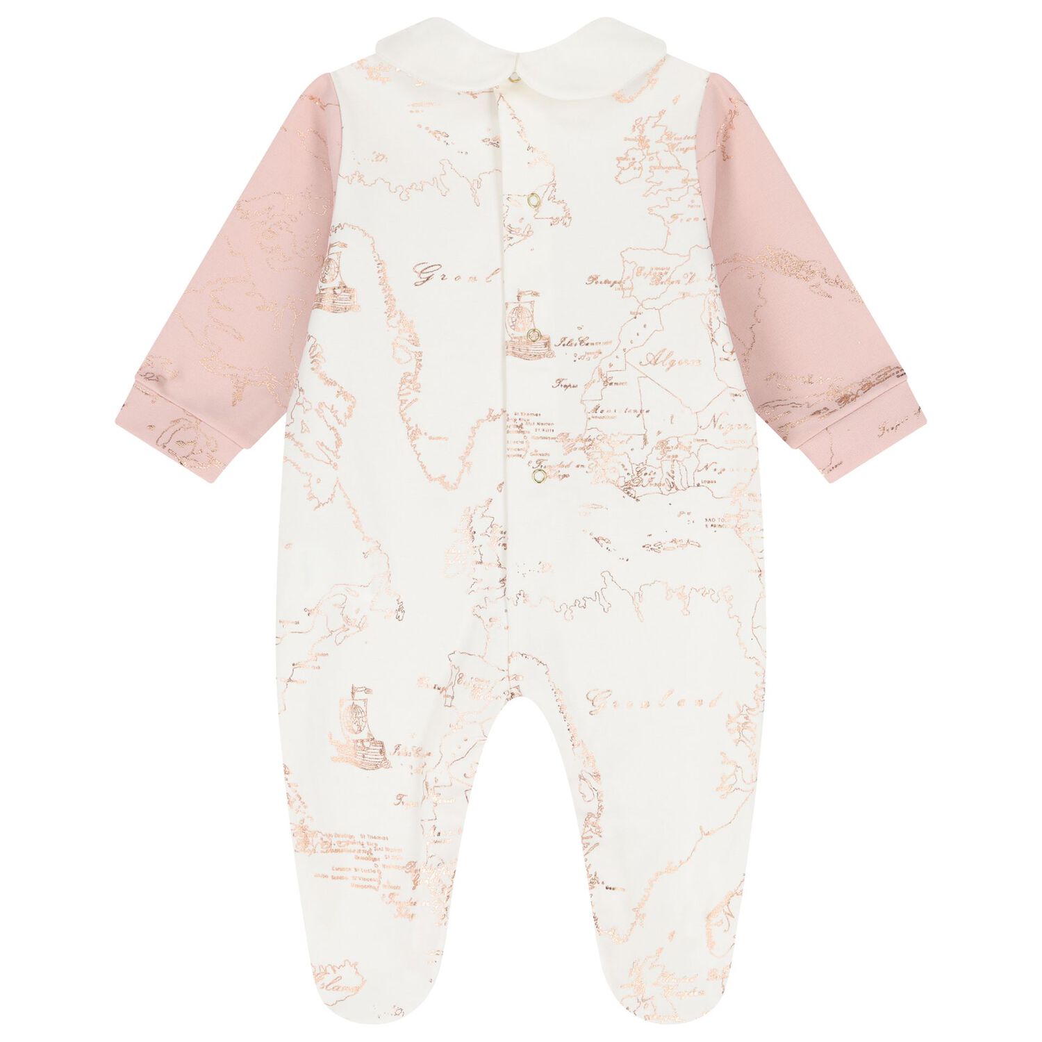 Baby Girls Pink & Ivory Geo Map Babygrow, 1, hi-res