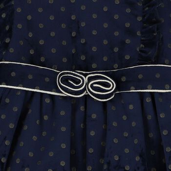 Younger Girls Navy Blue & Gold Dress