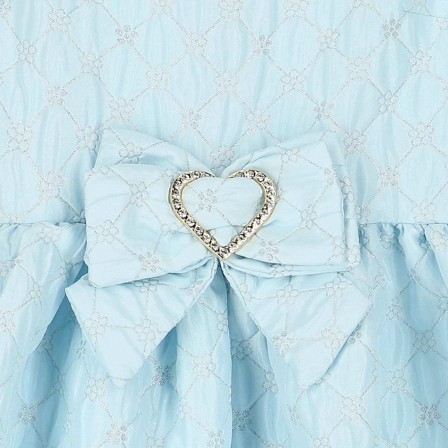 Girls Blue Jacquard Flower Dress, 3, hi-res image number null