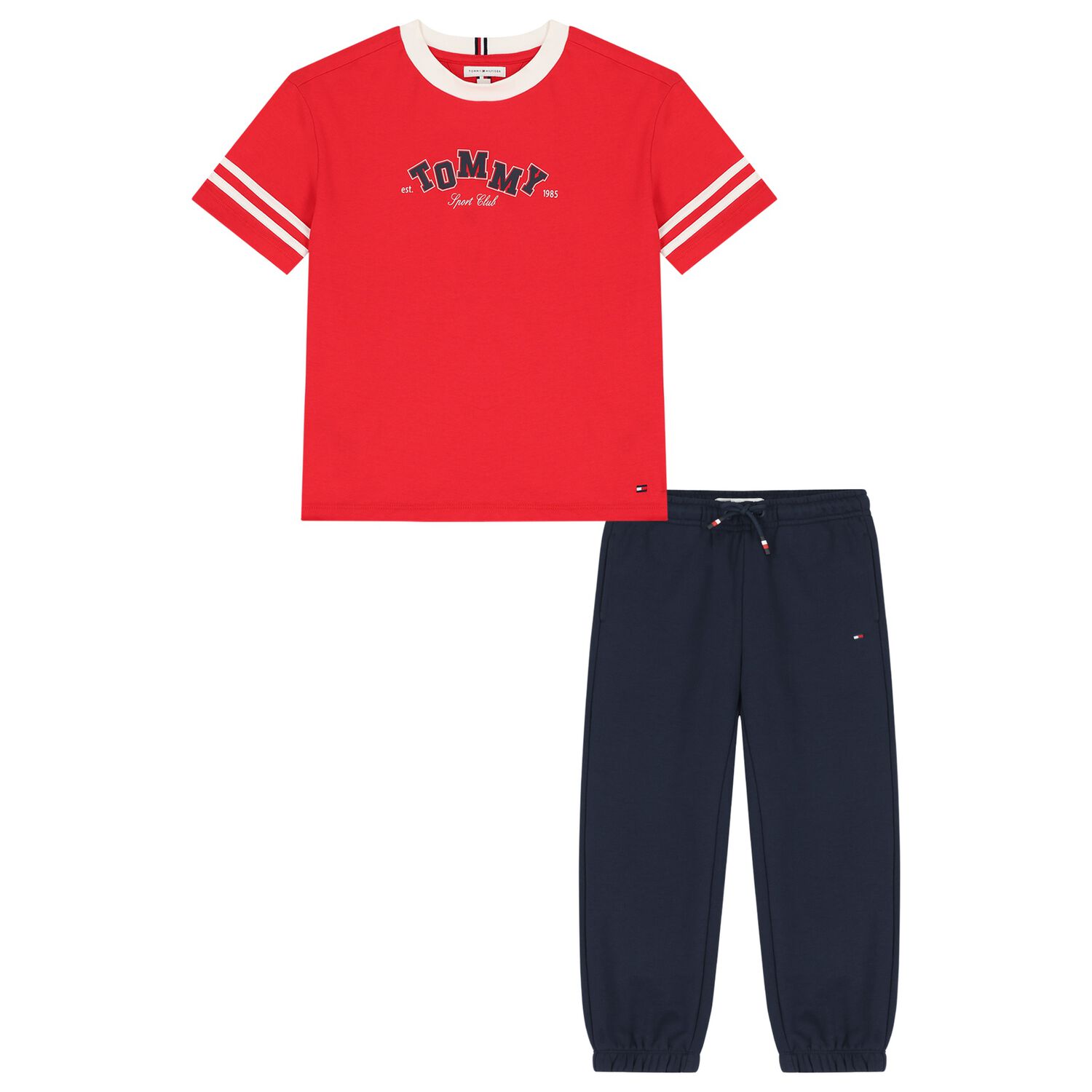 Boys Red & Navy Blue Logo Joggers Set, 1, hi-res