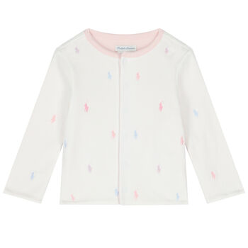 Baby Girls White & Pink Reversible Logo Jacket