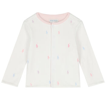 Baby Girls White & Pink Reversible Logo Jacket