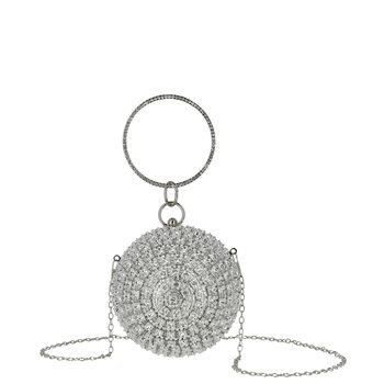Girls Silver Crystal Handbag