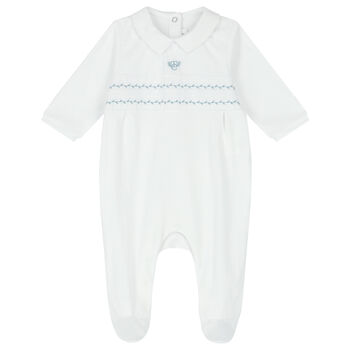 Baby Boys White Logo Babygrow