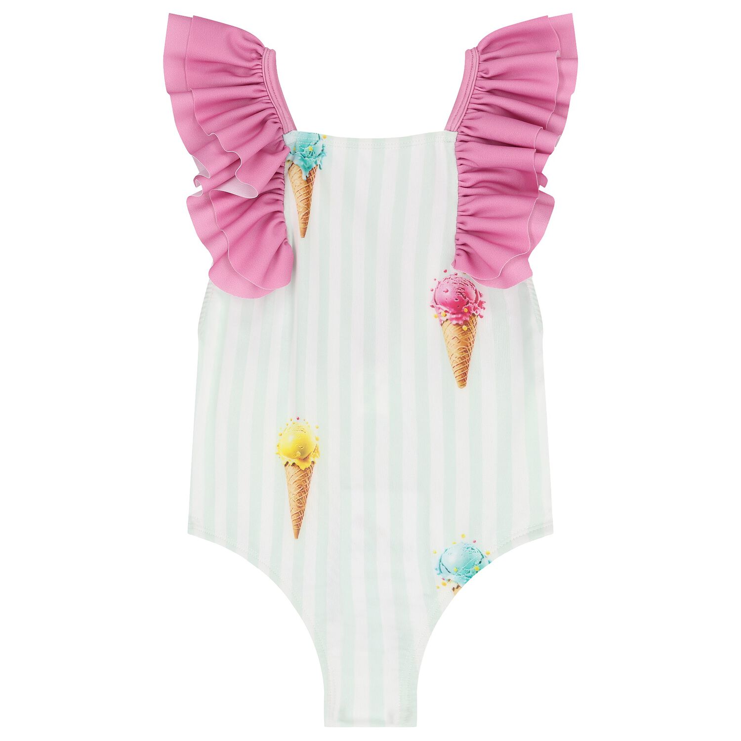 مايوة سباحة آيس كريم باللونين الأخضر والوردي للبنات, 1, hi-res