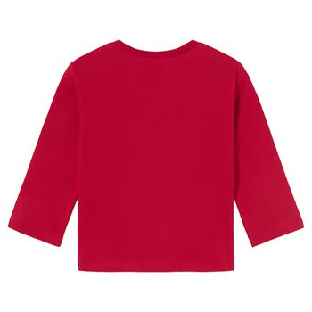 Younger Boys Red Puppies Long Sleeve Top