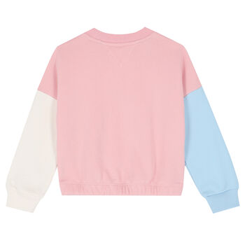 Girls Pink Colourblock Sweatshirt