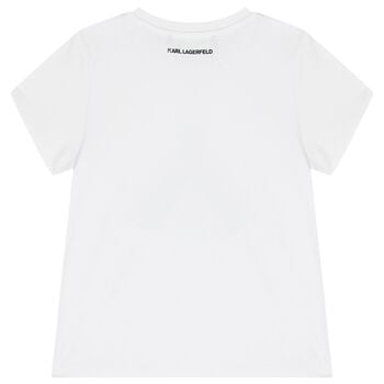 تيشيرت بنات بالشعار باللون الأبيض