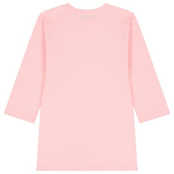 Girls Pink Teddy Bear Logo Dress