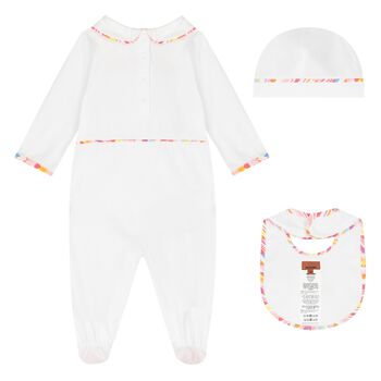 Baby Girls White Zigzag Babygrow Gift Set