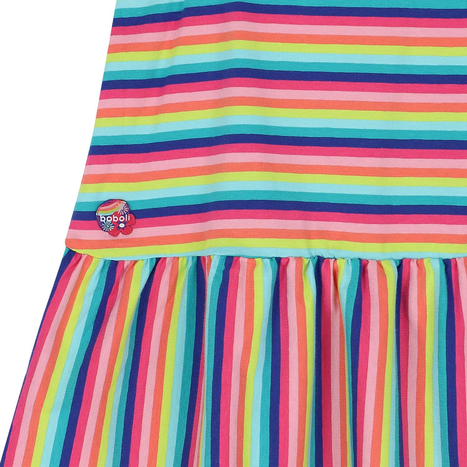 Girls Multi-Coloured Striped Dress, 1, hi-res