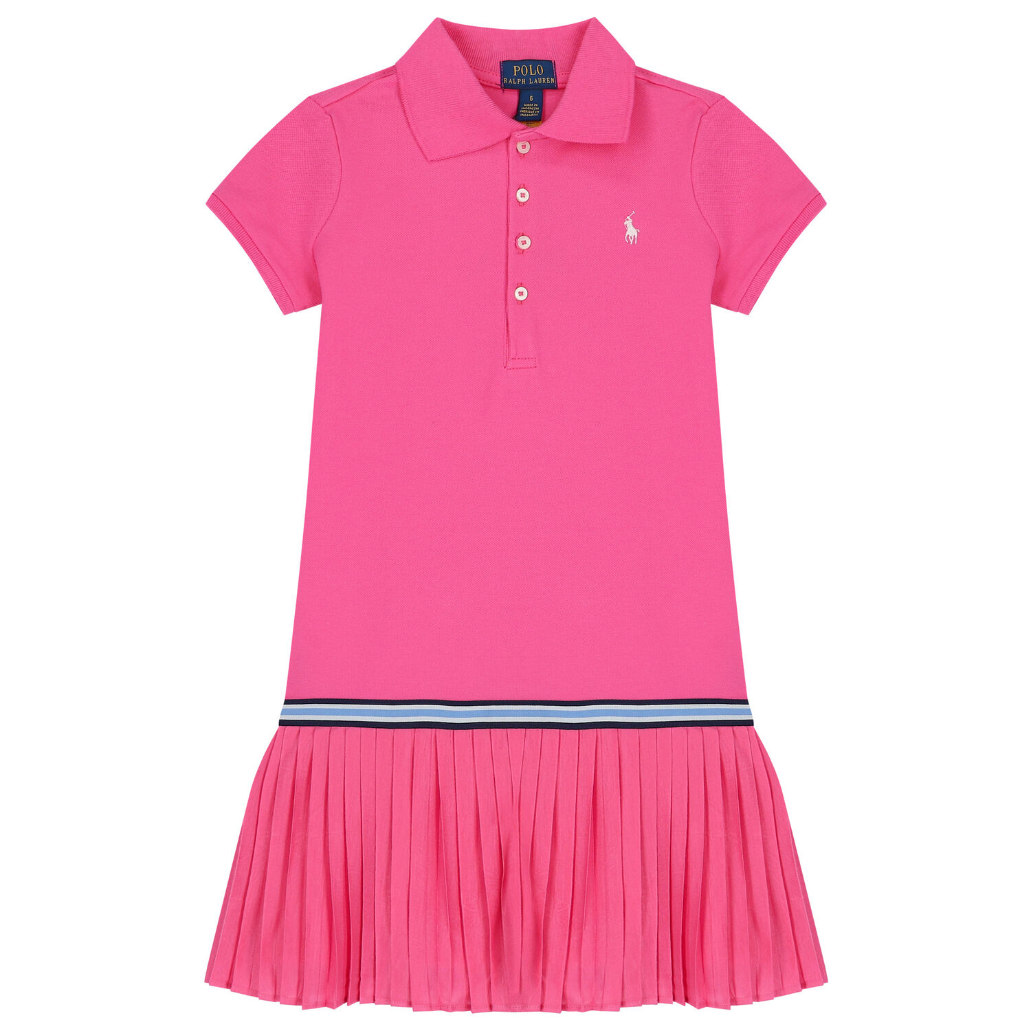 Girls Pink Logo Polo Dress, 1, hi-res