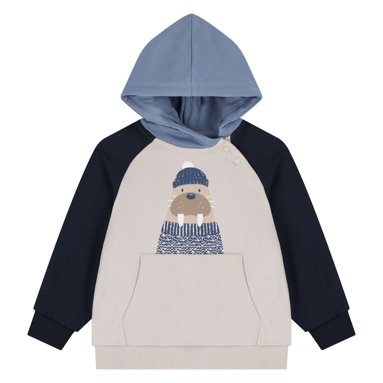 بدلة رياضية من 3 قطع للأولاد الصغار باللونين البيج والأزرق, 2, hi-res