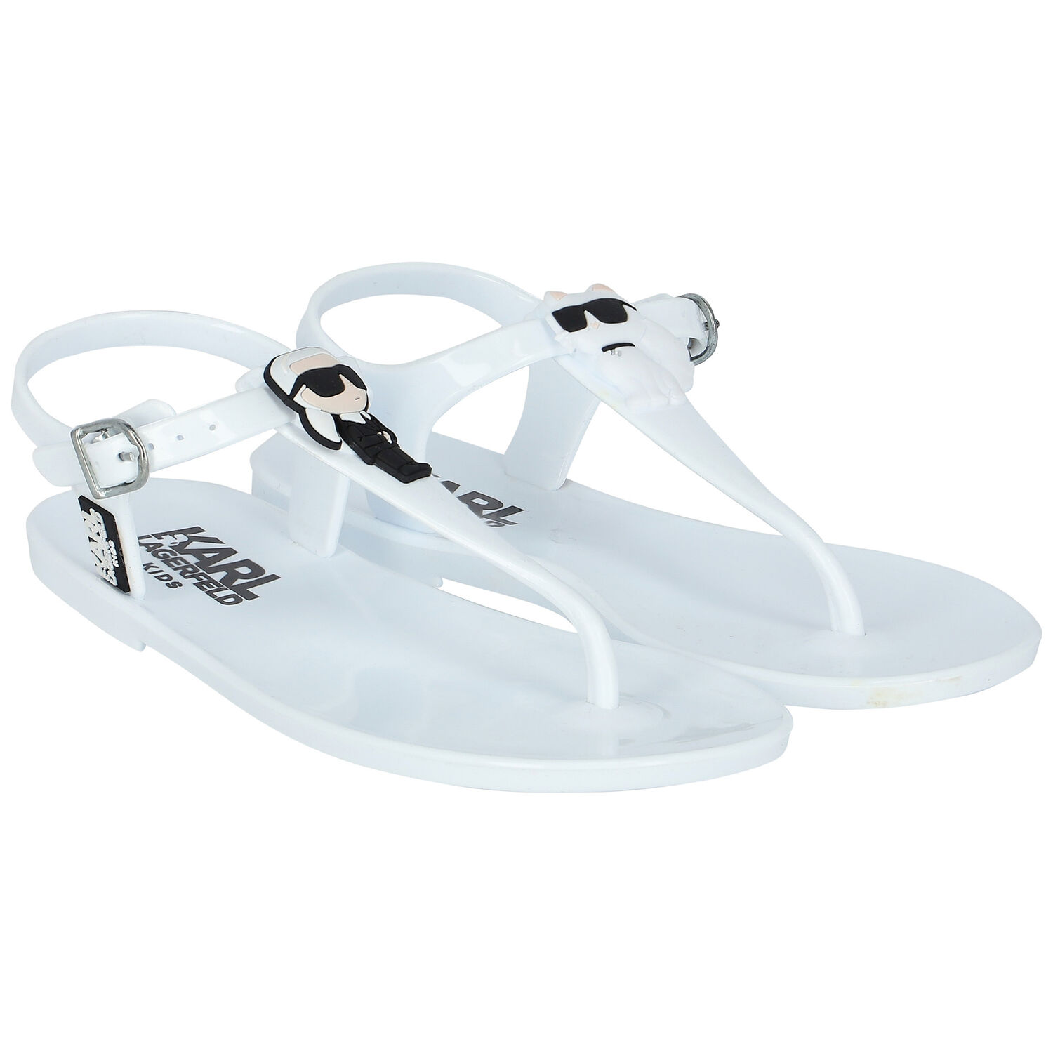 Girls White Karl & Choupette Sandals, 1, hi-res