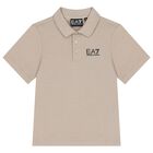 تيشيرت أولاد بولو بالشعار باللون البيج, 3, hi-res