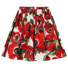 Girls Red & White Floral Skirt, 1, hi-res