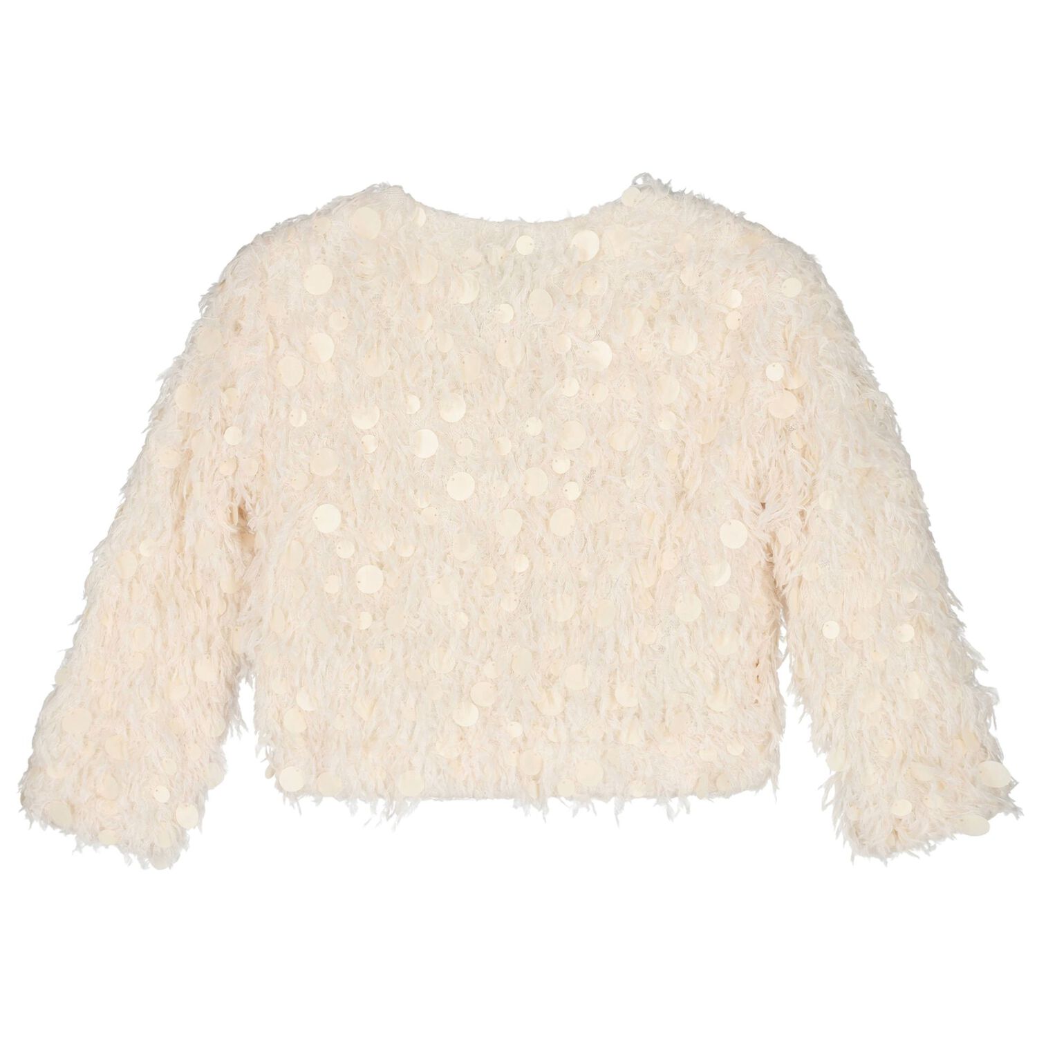 Girls Ivory Sequin & Fringe Cardigan, 1, hi-res
