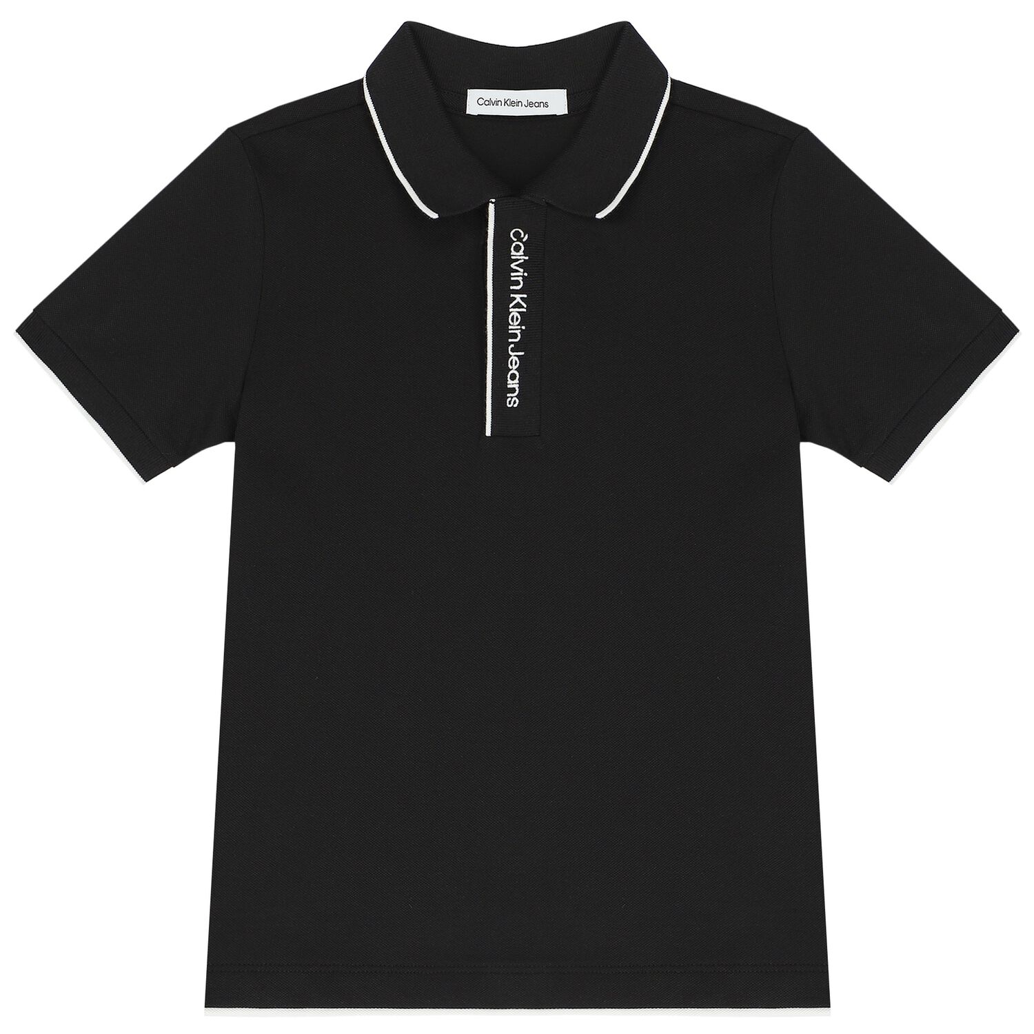 Boys Black Logo Polo Shirt, 1, hi-res