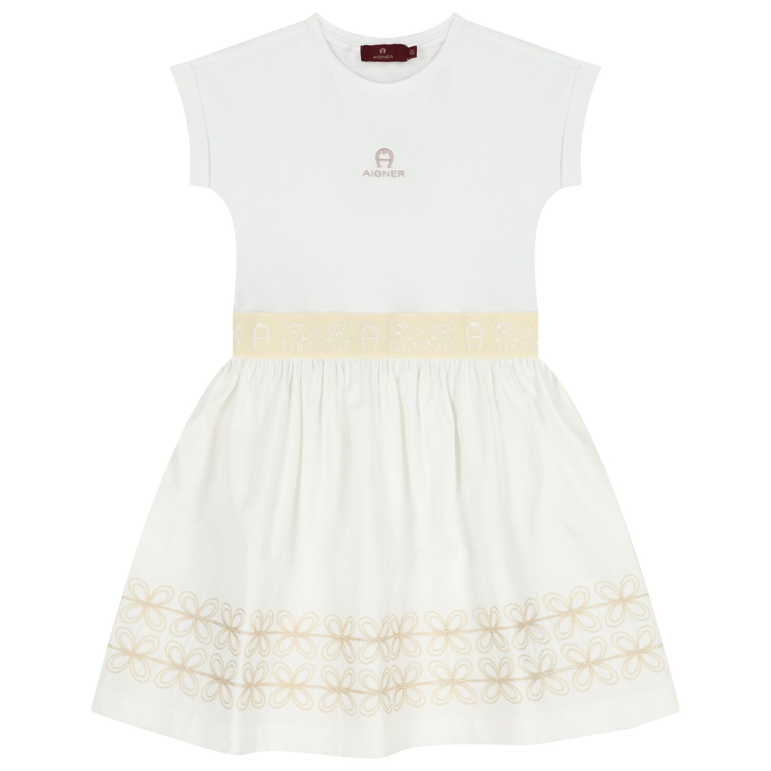 Girls White Logo Dress, 1, hi-res