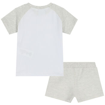 Baby Boys Grey & White Logo Shorts Set