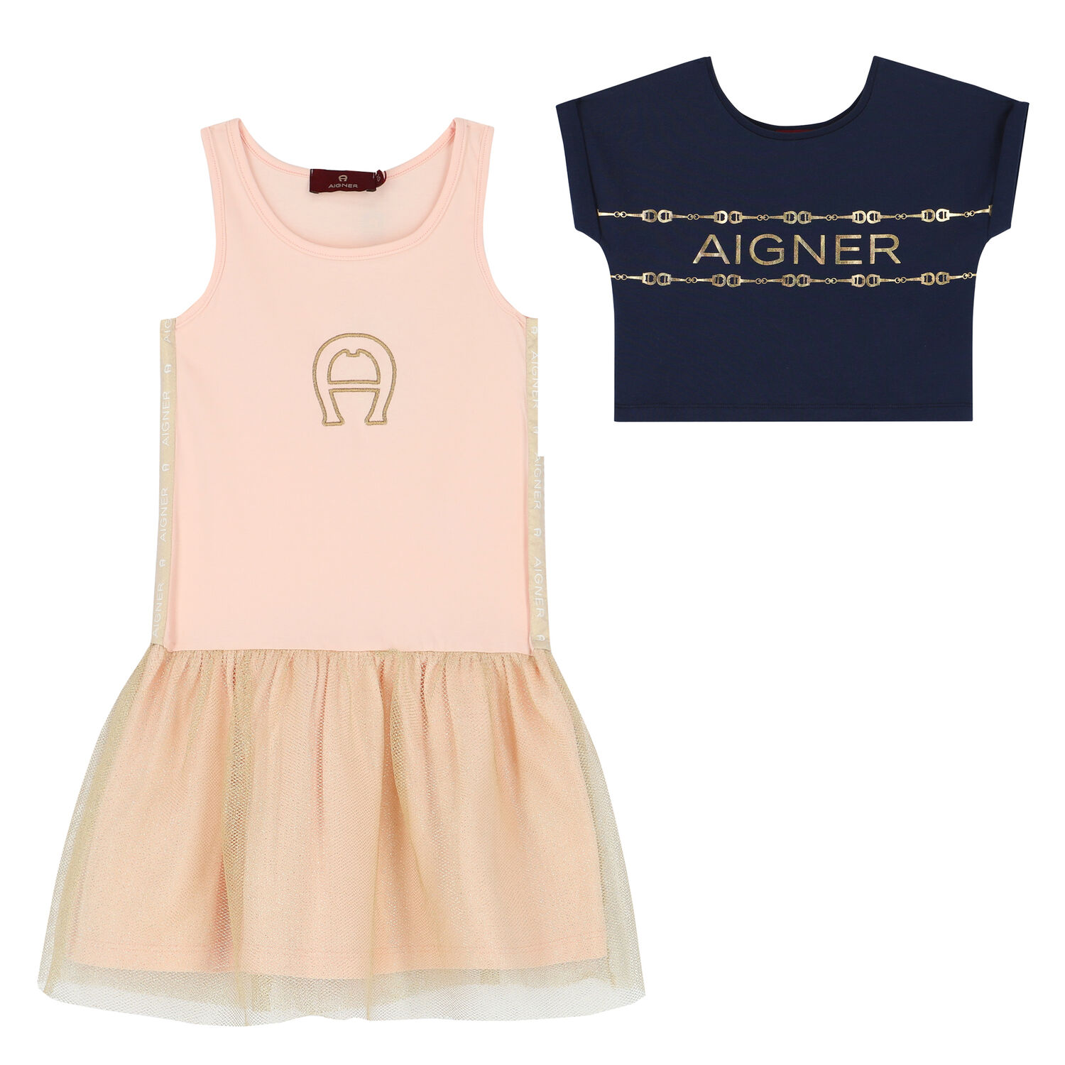 Girls Navy & Pink 2 In 1 Dress Set, 1, hi-res image number null