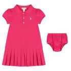 Baby Girls Pink Logo Polo Dress Set, 1, hi-res