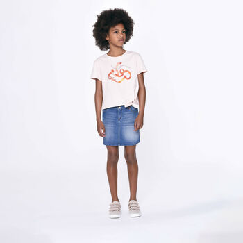 Girls Off White Ribbon Logo T-Shirt