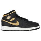 Black, White & Gold Air Jordan 1 Mid Trainers, 2, hi-res