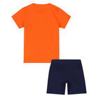 Boys Orange & Navy Tiger Shorts Set, 2, hi-res
