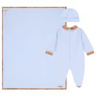 طقم هدايا ملابس أطفال للأولاد الصغار بطبعة خريطة جغرافية باللونين الأزرق والبيج, 1, hi-res