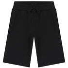 Boys Black Logo Plaque Shorts, 1, hi-res