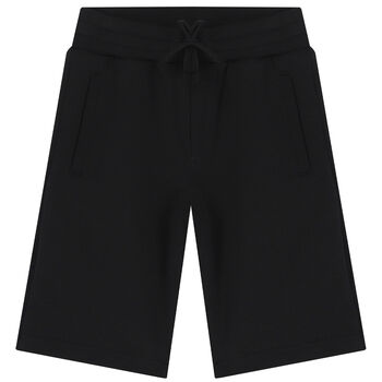 Boys Black Logo Plaque Shorts
