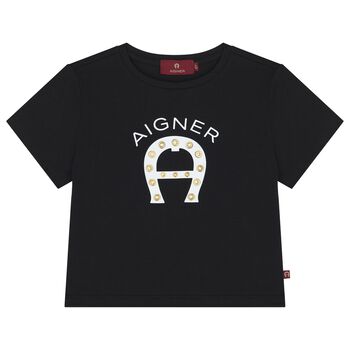 تيشيرت بالشعار باللون الأسود والأبيض للبنات