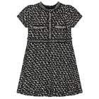 Girls Black & Ivory Tweed Dress, 1, hi-res