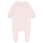Girls Pink Flower Babygrow, 2, hi-res