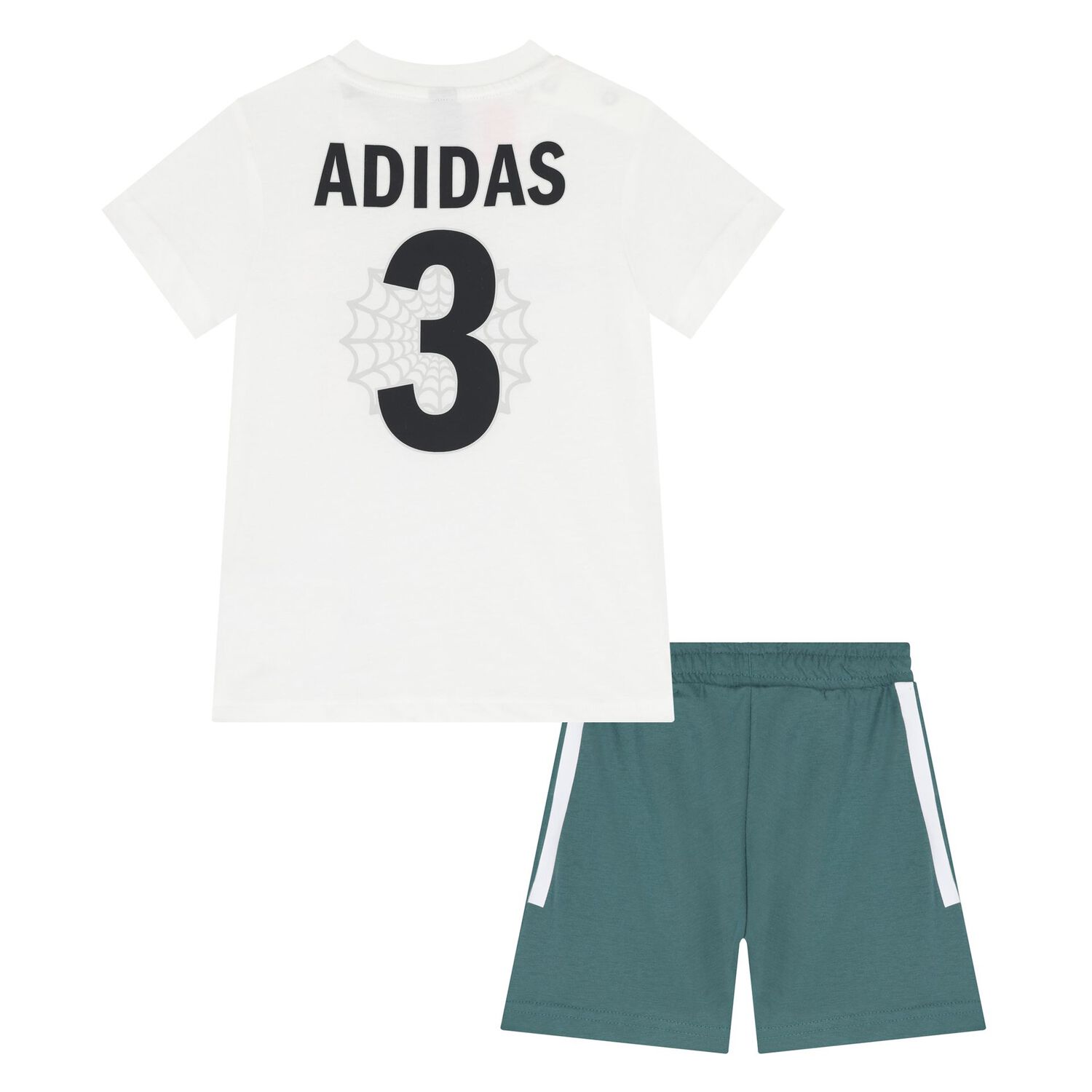 طقم شورتات أبيض وأخضر للأطفال الصغار بشعار مارفل, 1, hi-res