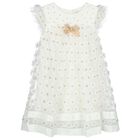 Girls Ivory & Gold Tulle Dress, 1, hi-res