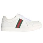 White Web Striped Logo Trainers, 1, hi-res