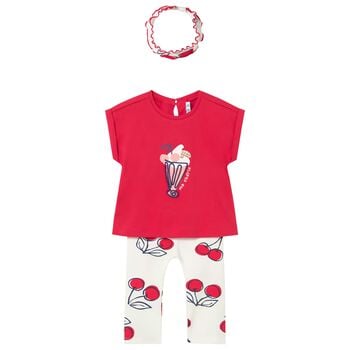 Younger Girls Red & White Cherry Leggings Set