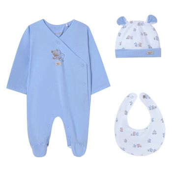 Baby Boys Blue & White Babygrow Gift Set (3 Piece)