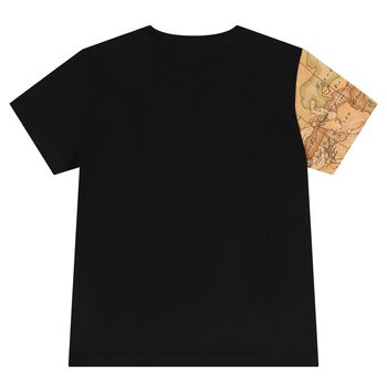 Boys Black, White & Beige Geo Map T-Shirt